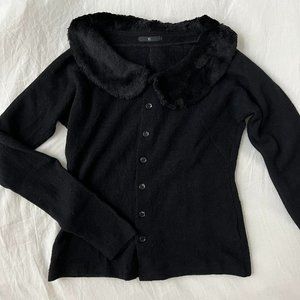 Y’s black wool cardigan